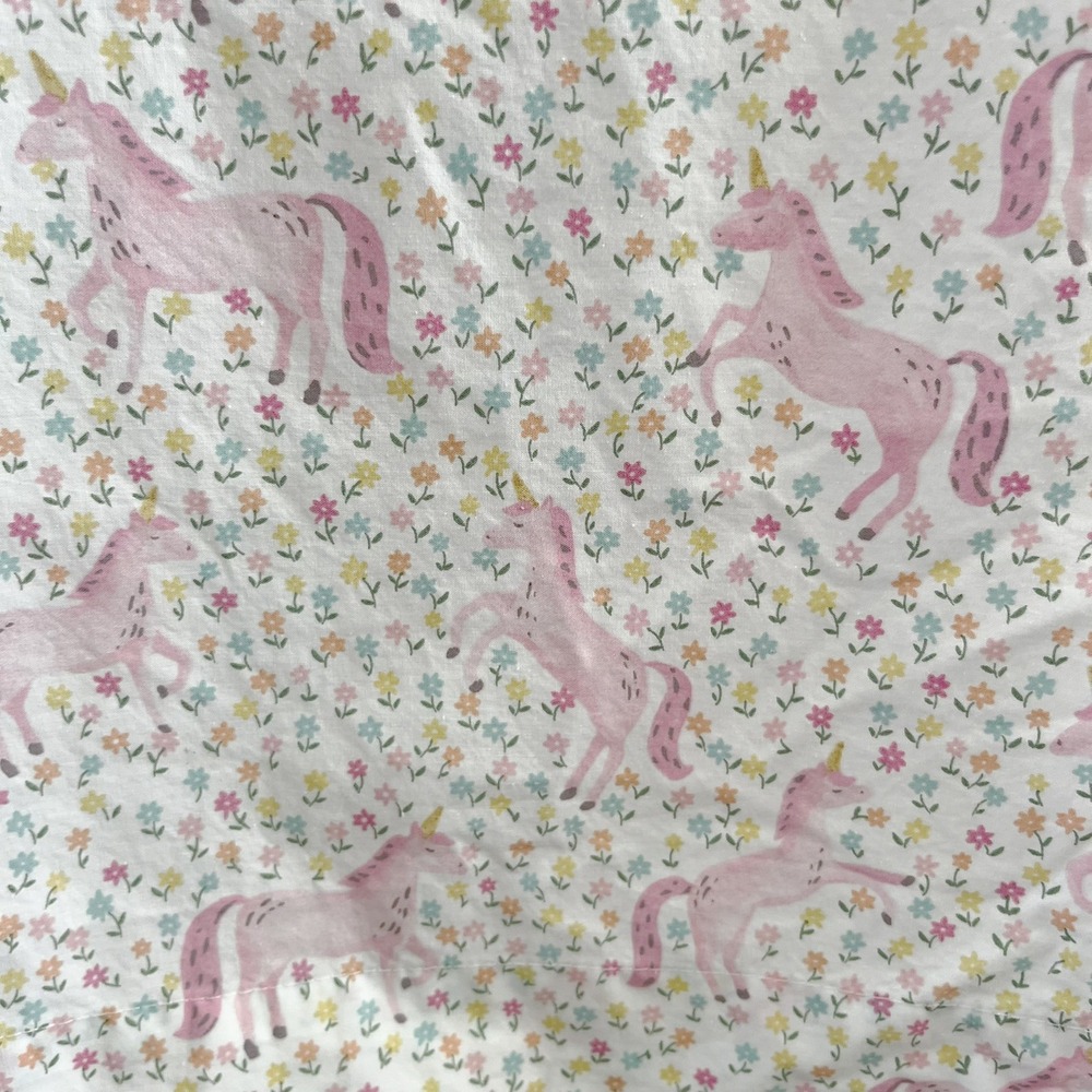 POTTERY BARN Unicorn Garden Organic Cotton Top Sheet + Fitted Sheet